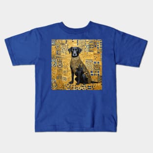 Gustav Klimt Style Dog with Blue and Gold Patterns Kids T-Shirt